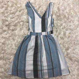 Blue/grey striped above the knee dress